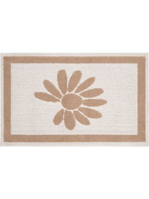 Evidea Soft Daisy Banyo Paspası - Bej - 50X80 cm