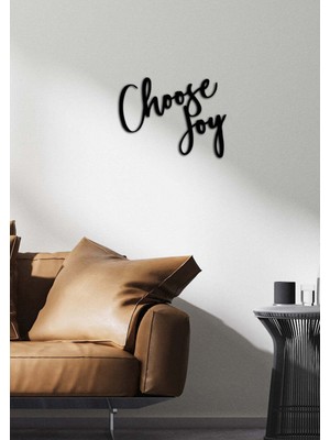 Artroya - Choose Joy Yazısı Metal Duvar Tablosu - Ev Dekorasyon - Metal Duvar Yazısı - 50 X 46 - Cm -Siyah - Text-159