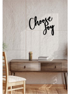 Artroya - Choose Joy Yazısı Metal Duvar Tablosu - Ev Dekorasyon - Metal Duvar Yazısı - 50 X 46 - Cm -Siyah - Text-159