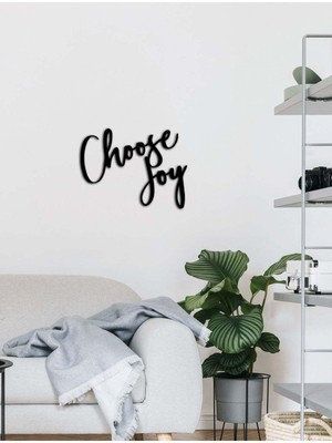 Artroya - Choose Joy Yazısı Metal Duvar Tablosu - Ev Dekorasyon - Metal Duvar Yazısı - 50 X 46 - Cm -Siyah - Text-159