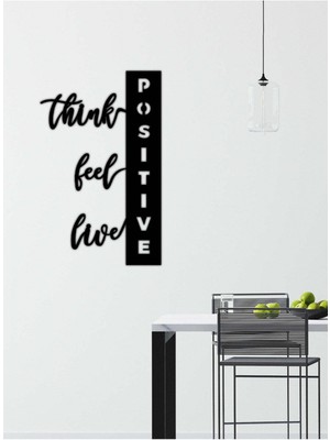 Artroya - Positive Yazısı Metal Duvar Tablosu - Ev Dekorasyon - Metal Duvar Yazısı - 50 X 80 - Cm -Siyah - Text-044