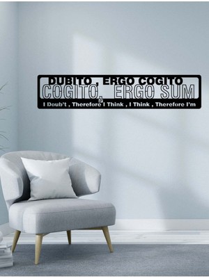 Artroya - Cogito Ergo Sum Descartes Yazısı Metal Duvar Tablosu - Ev Dekorasyon - Metal Duvar Yazısı - 100 X 20 - Cm -Siyah - Text-115