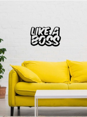 Artroya - Like A Boss Yazısı Metal Duvar Tablosu - Ev Dekorasyon - Metal Duvar Yazısı - 60 X 38 - Cm -Siyah - Text-033