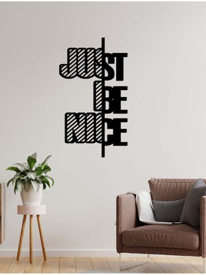 Artroya - Just Be Nice Yazısı Metal Duvar Tablosu - Ev Dekorasyon - Metal Duvar Yazısı - 45 X 90 - Cm -Siyah - Text-076