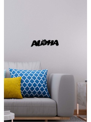 Artroya - Aloha Yazısı Metal Duvar Tablosu - Ev Dekorasyon - Metal Duvar Yazısı - 15 X 50 - Cm -Siyah - Text-151