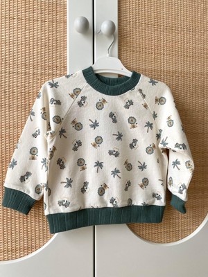 Unisex Kız / Erkek Çocuk Baskılı Pamuklu Sweatshirt