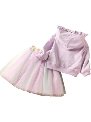 Petityu Unicorn Sweatshirt ve Parlak Tul Tutu Etek Kombin