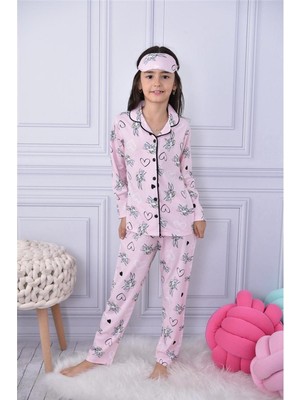 Lillypicca Kız Çocuk Tavşan Desenli Uzun Kollu Pijama Takımı + Göz Bant Dahil