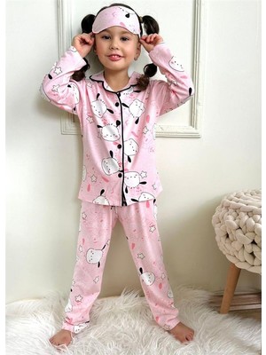 Lillypicca  Kız Çocuk Sevimli Kuzu Desenli Pembe Uzun Kollu Pijama Takımı