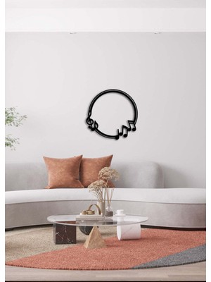 Artroya - Musical Note Circle Metal Duvar Müzik  Tablosu - Ev Ofis Dekorasyonu - 65 x 65 - cm - Siyah - MÜZIK-029