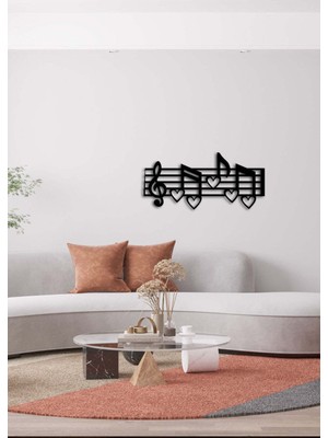 Artroya - Notaların Aşkı Metal Duvar Müzik  Tablosu - Ev Ofis Dekorasyonu - 83 x 40 - cm - Siyah - MÜZIK-042