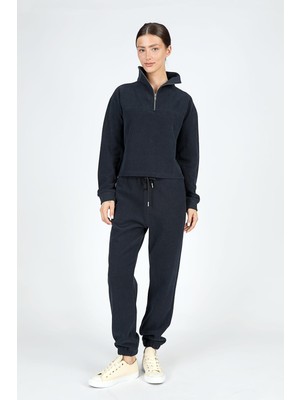 Lee Cooper Vegas Kadın Dik Yaka Sweatshirt Lacivert