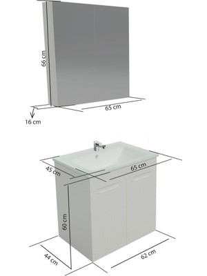 Noce Banyo Dolabı Aynalı Cnc Işlemeli Membran Kapaklı 65 cm