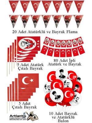 Artlantis Okul Sınıf Süsü 7 Çeşit 1 Paket Çıtalı Bayrak Bayraklı Balon Atatürklü Balon Ipli Bayrak Flamalı Bayrak 29 Ekim 23 Nisan