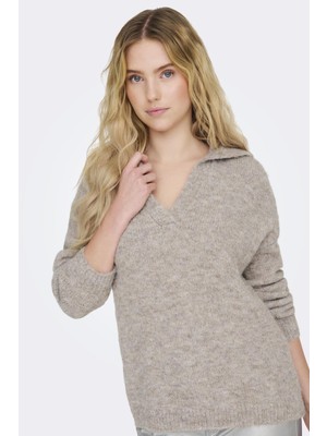 Only Onlmaggıe Lıfe Ls Splıt Neck cc Knt Koyu Bej 15324310