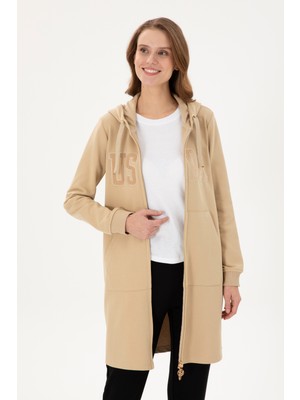 U.S. Polo Assn. Kadın Kum Kapüşonlu Sweatshirt 50289544-VR085