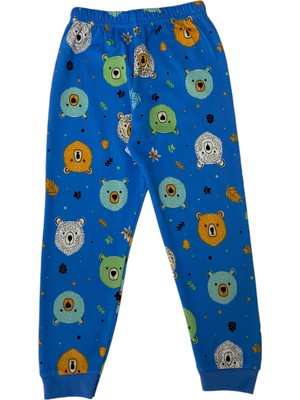 Elmas Kids Erkek Çocuk  Pamuklu Mavi Ayıcık Desen Pijama Takımı