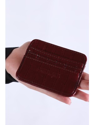 Rays Bordo Desenli Deri Görünümlü Kartlık Cüzdan TCR-028