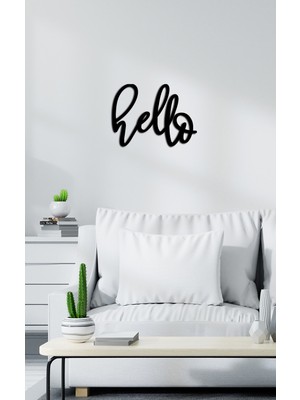 Artroya - Hello Yazısı Metal Duvar Tablosu - Ev Dekorasyon - Metal Duvar Yazısı - 56 x 42 - cm -Siyah - TEXT-001