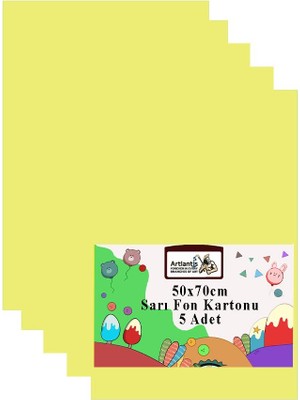 Artlantis Fon Kartonu 50X70 cm 120 gr 5 Adet 50*70 cm Renkli Fon Kartonu Kağıdı 120 gr Okul Sınıf Etkinlik Kreş Okul Öncesi