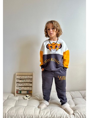 Sacro Kids  Lion King Baskılı Eşofman-Sweatshirt 3 Iplik Kışlık Erkek Çocuk Takım