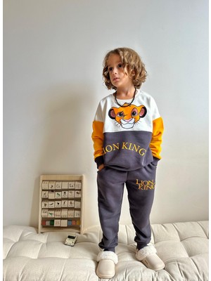 Sacro Kids  Lion King Baskılı Eşofman-Sweatshirt 3 Iplik Kışlık Erkek Çocuk Takım