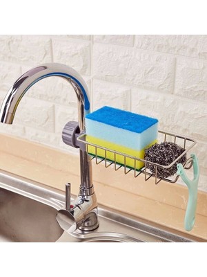 Pazar Durağı Tek Katlı  Metal Lavabo Rafı Organizer Musluğa Sabitlenir Askılı