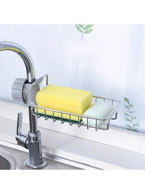 Pazar Durağı Tek Katlı  Metal Lavabo Rafı Organizer Musluğa Sabitlenir Askılı