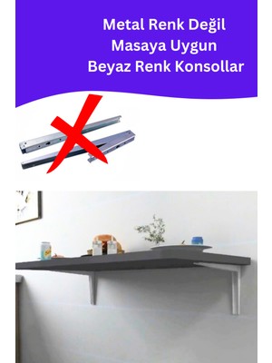 Kydonia Home Mdf Lam 4 Köşesi Oval Antrasit Gri Duvara Monte  Kırma Katlanır Yemek Mutfak Masası