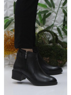 Mehmet Mete Frida 4204 Siyah Rahat Esnek Sıcak Astar  Deri Kadın Bot