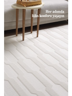 Anaska Home Modern Tasarım Toz Vermez Kaymaz Tabanlı Kolay Temizlen Yumuşak Dokulu Krem Renk Sisal Halı