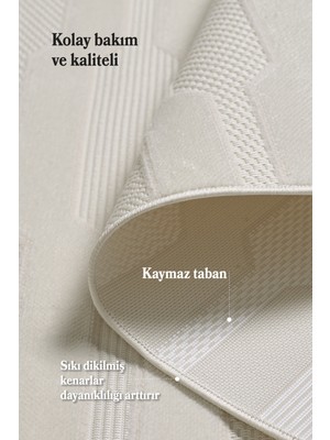 Anaska Home Modern Tasarım Toz Vermez Kaymaz Tabanlı Kolay Temizlen Yumuşak Dokulu Krem Renk Sisal Halı