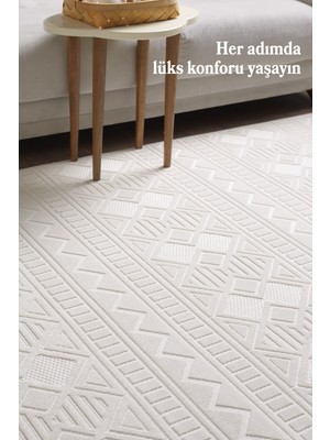 Anaska Home Sisal Krem Oturma Odası Salon Halısı Kolay Temizlenebilir Yumuşak Dokulu Kaymaz Taban Halı