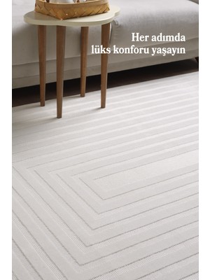 Anaska Home Modern Tasarım Toz Vermez Kaymaz Taban Kolay Temizlenen Krem Renk Sisal Halı