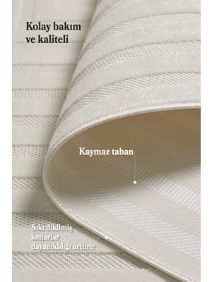 Anaska Home Modern Tasarım Toz Vermez Kaymaz Taban Kolay Temizlenen Krem Renk Sisal Halı