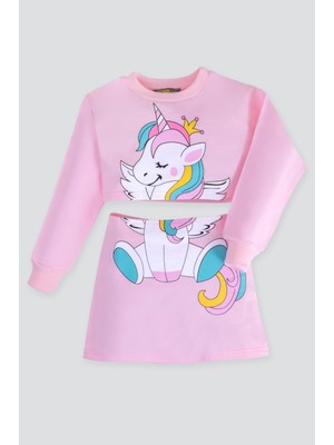 Mevsimlik Kumaş 2ip 100%PAMUK Unicorn Desenli Etek ve Sweat Takım