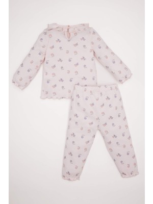 DeFacto Kız Bebek Pijama Takımı Meyve Desenli Uzun Kollu Üst Uzun Alt D8651A524WN