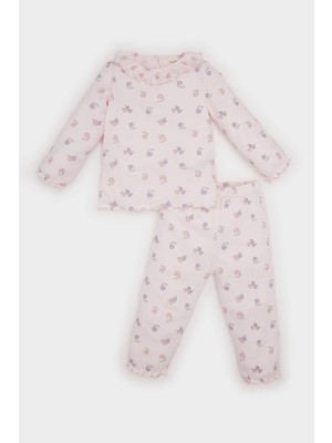 DeFacto Kız Bebek Pijama Takımı Meyve Desenli Uzun Kollu Üst Uzun Alt D8651A524WN