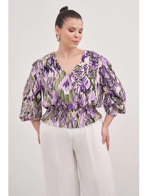 Myline Gipe Detaylı V Yaka Bluz