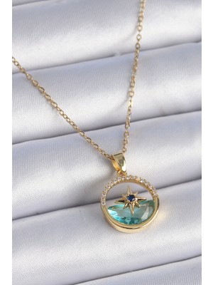 Callerrons Accessories Zincir Gold Renk Zirkon Taşlı Deniz Görünüm Kutup Yıldız Model Kadın Kolye - EBJ241026W28741