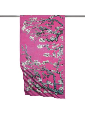 Koyu Fuşya Badem Çiçeği Ipeksi Fular