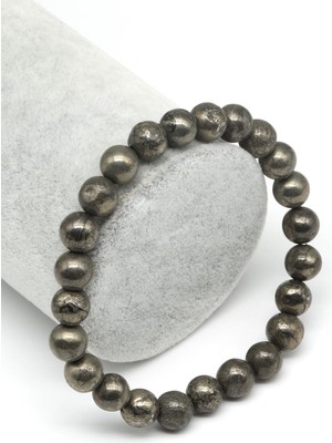 Alibaba Doğaltaş Pirit Doğal Taş Bileklik 8 mm Küre Kesim