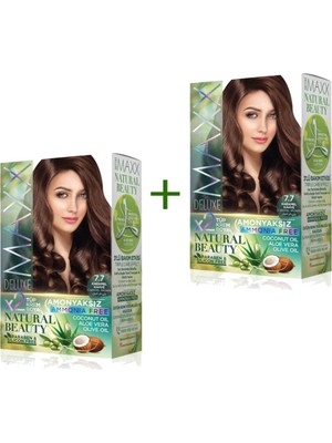 2 Paket Natural Beauty Amonyaksız Saç Boyası 7.7 Karamel Kahve