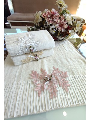 Z&N Style Çeyizlik 50X90 Cm. Piliseli Özel Kadife Doku El&yüz  Lüks Havlu Seti A.z.h. (3.lü Set)