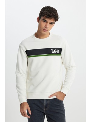 Lee L232501102 Ekru Erkek Lee Dekor Yazılı Bisiklet Yaka Iki Iplik Sweat