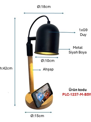 Pulchino Siyah Boyalı Modern Masa Lambası Plc-1237-M-Bsy