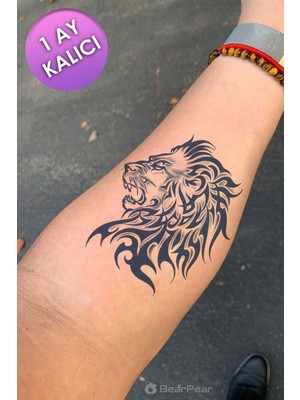 BP Tattoo 1 Ay Kalıcı Dövme Gerçek Dövme Görünümlü Aslan Dövmesi Tattoo