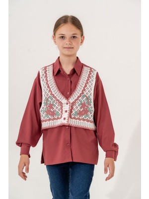 Giyicem Kiz Çocuk Tri?ko Yelekli? Gömlek