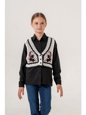 Giyicem Kız Çocuk Triko Yelekli Gömlek