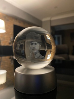 Eren Hediyelik Atatürk Cam Küre 7 cm Yüksek Kalite K9 Kristal ve ABS Taban